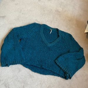 Free People Boucle Sea Blue Sweater